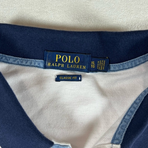 Polo Ralph Lauren XL White and Blue Polo Shirt American Flag UsA 4th of July - Picture 4 of 9